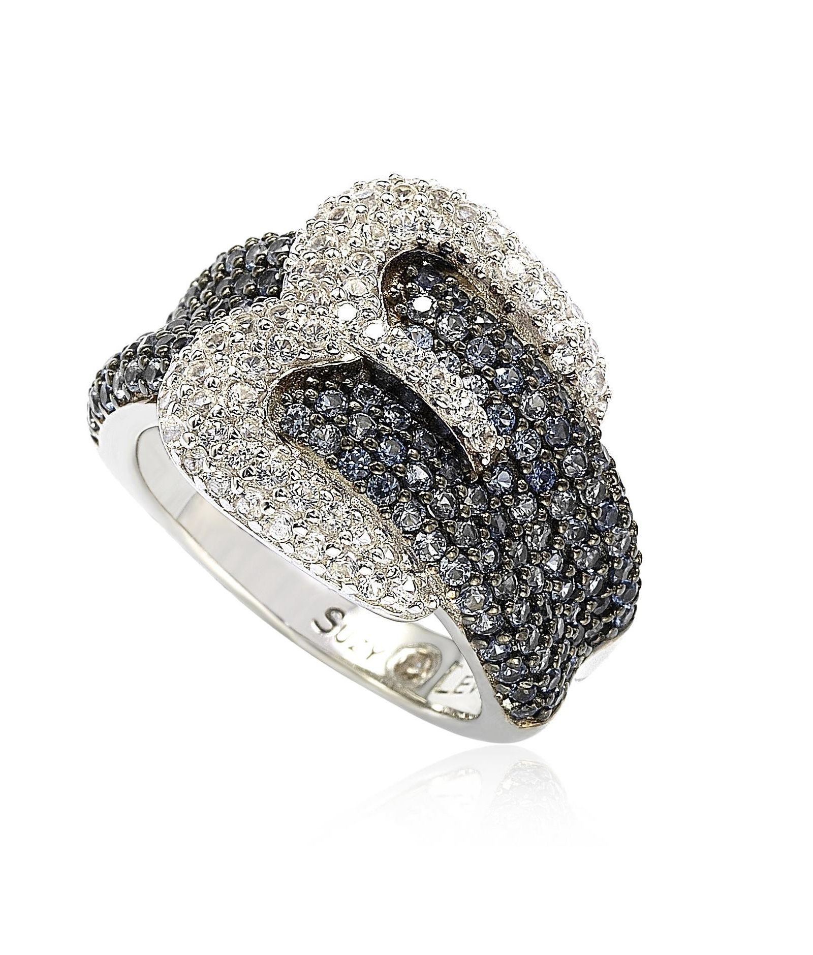 Suzy Levian New York Sapphire And Created White Sapphire Buckle Ring