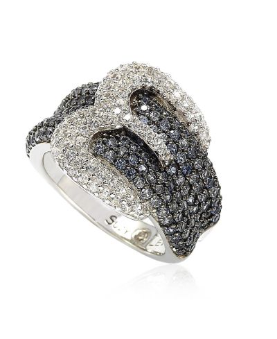 Suzy Levian New York Sapphire And Created White Sapphire Buckle Ring