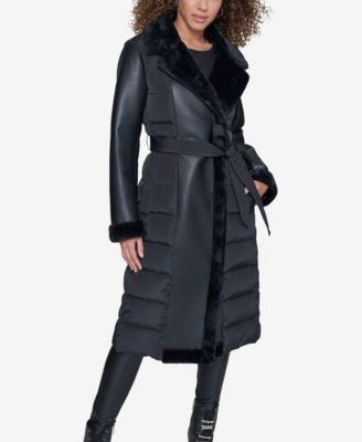 KARL LAGERFELD PARIS Long Belted Puffer Coat