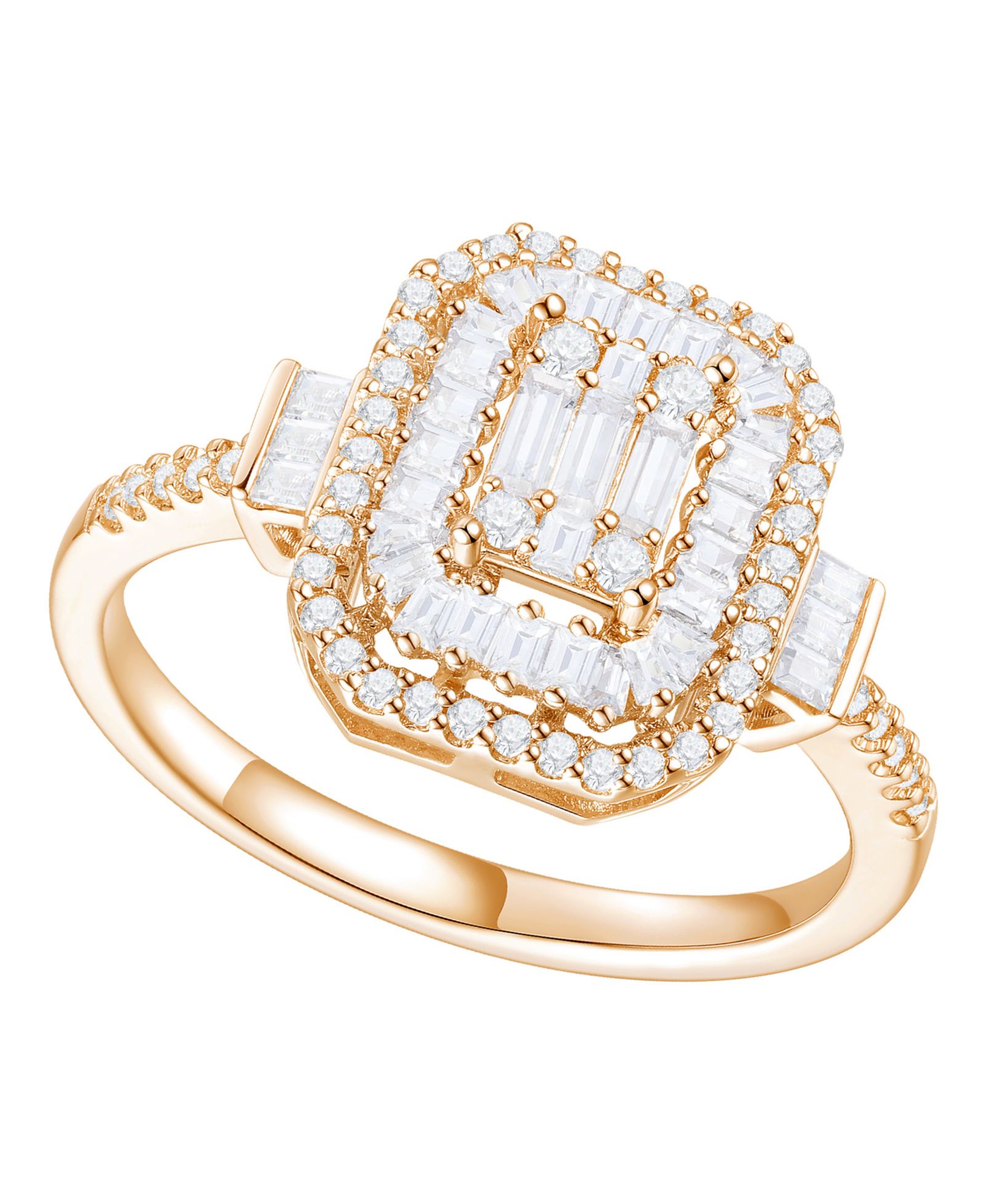 Diamond Baguette & Round Ring (1/2 ct. t.w.) in 14K White Gold (also in 14K Yellow Gold)