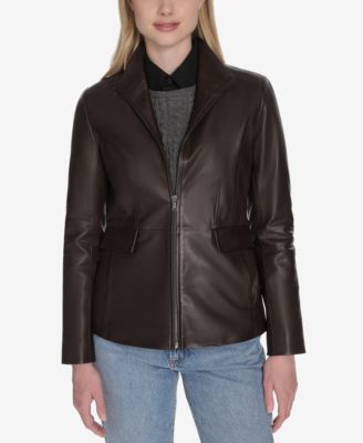 Женская кожаная куртка Cole Haan Zip-Front