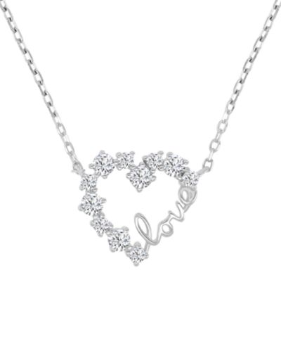 Подвеска Love Script Heart из кубического циркония в стерлинговом серебре 18"