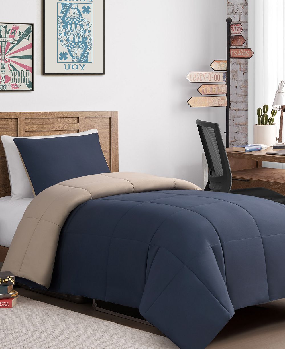Комплект одеял Lucky Brand Box Stitch Reversible 2-Pc. Comforter Set, Twin/Twin XL