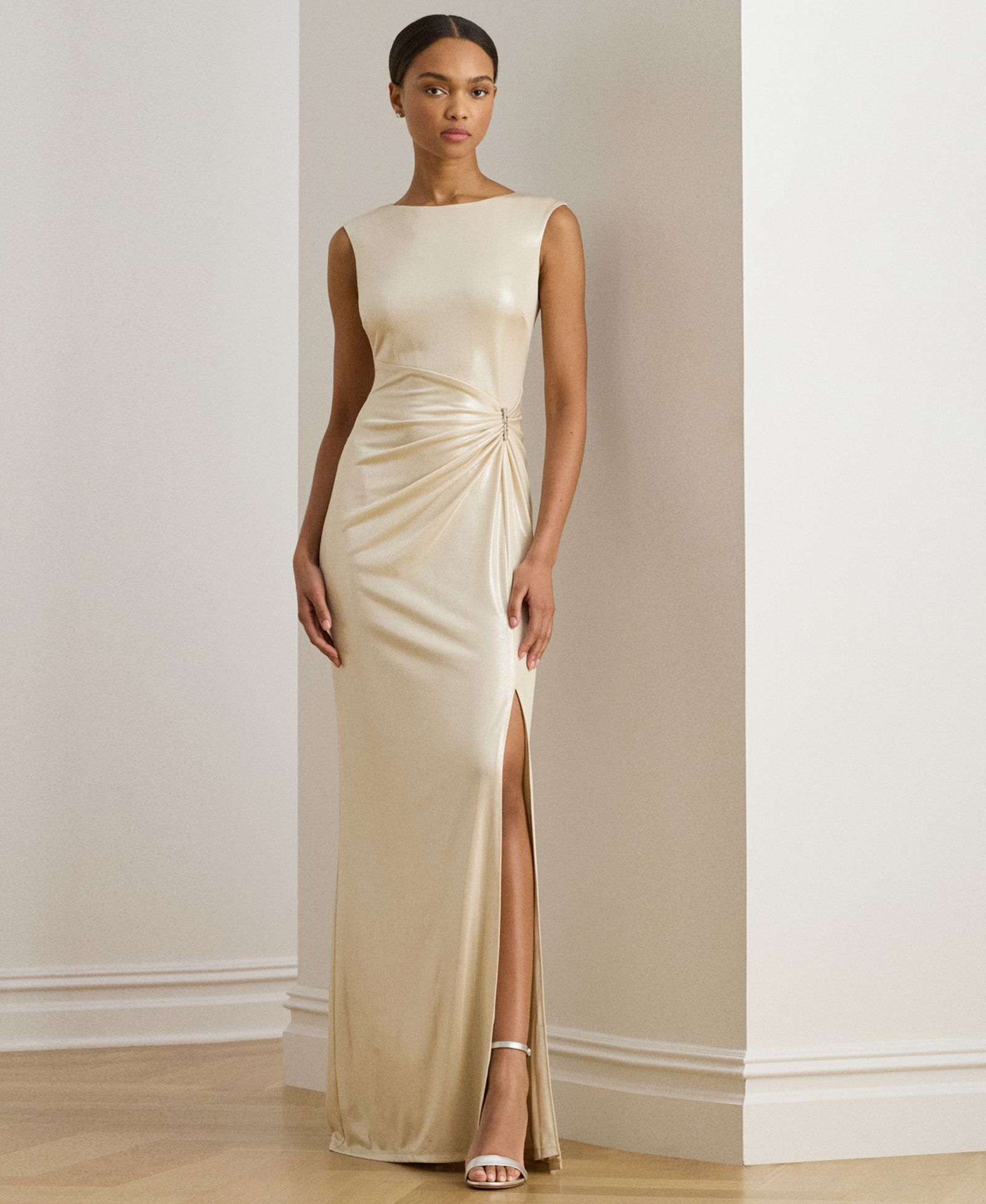 Lauren Ralph Lauren Women's Buckle-Trim Metallic Gown