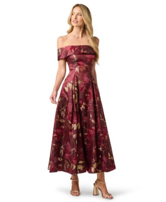 Adrianna Papell Women's Off-The-Shoulder Midi Dress