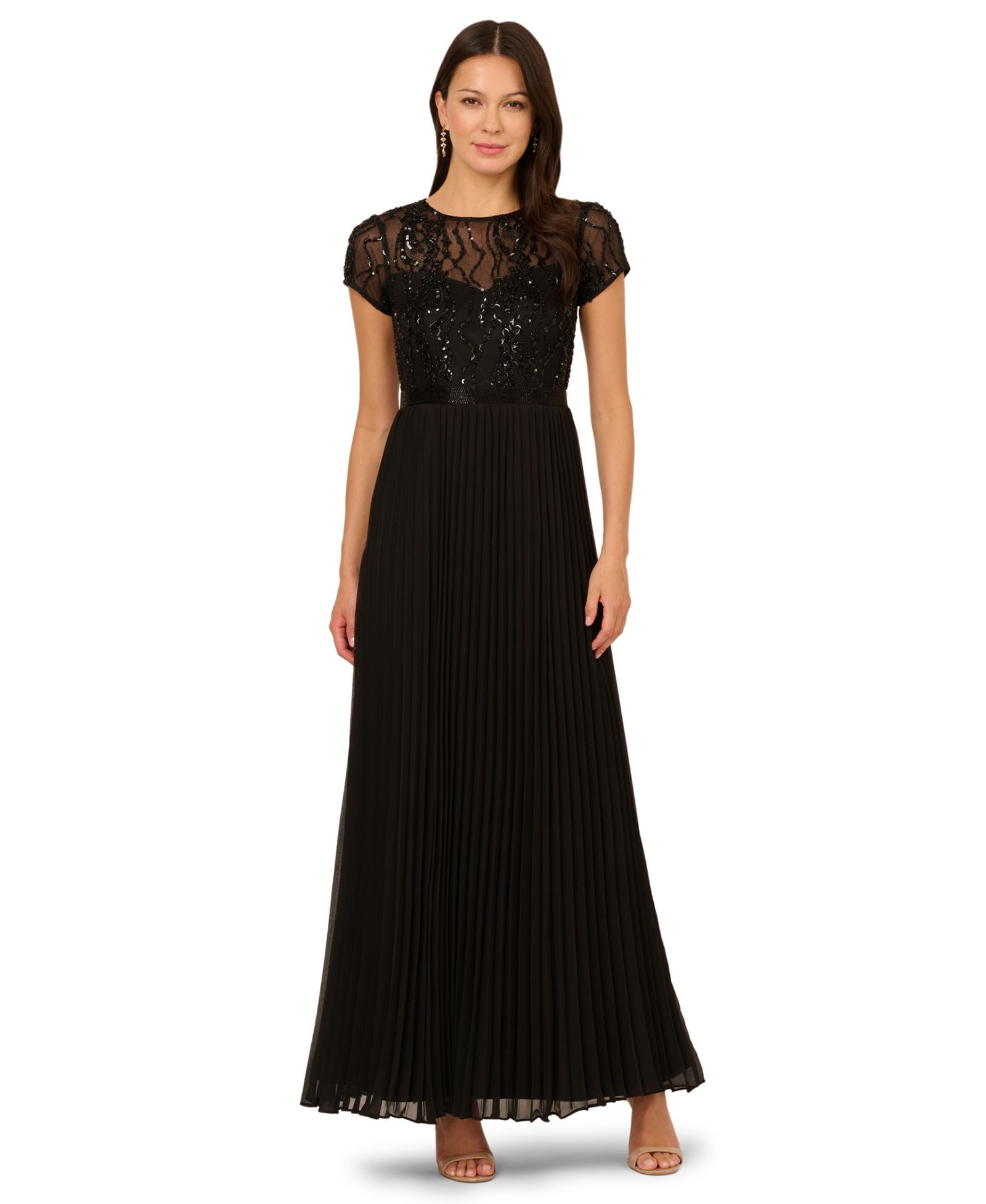 Длинное платье Adrianna Papell Women's Bead Pleat