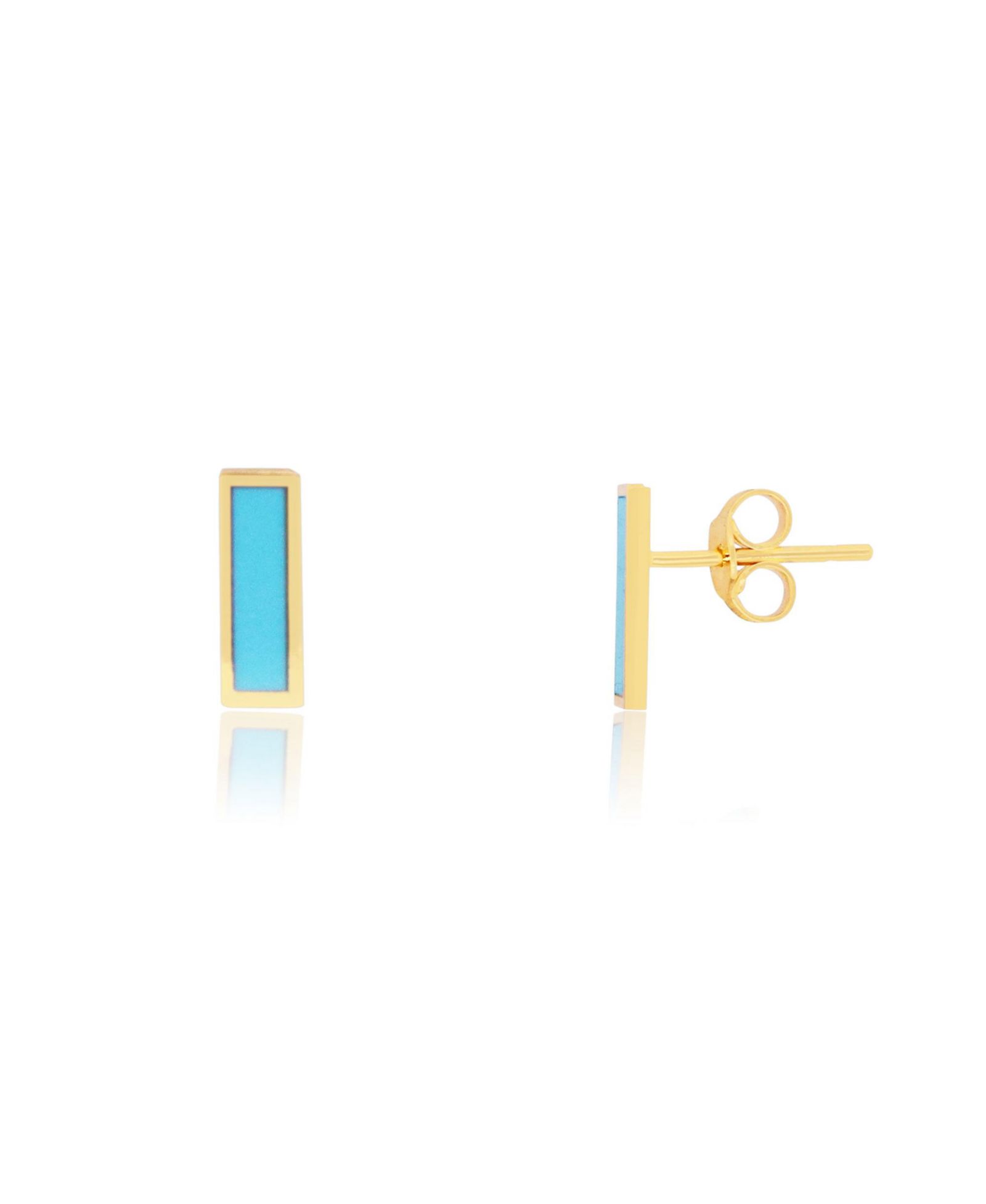 The Lovery Серьги-гвоздики Turquoise Bar 14K Gold