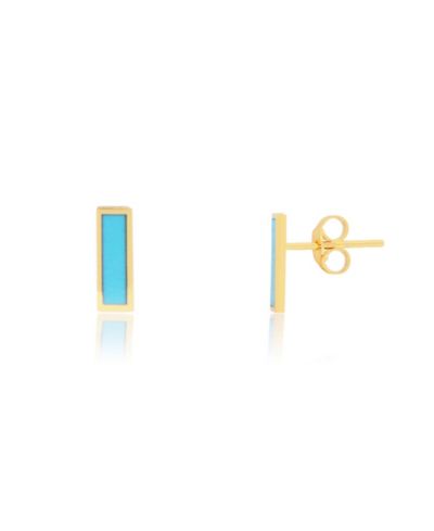 The Lovery Серьги-гвоздики Turquoise Bar 14K Gold