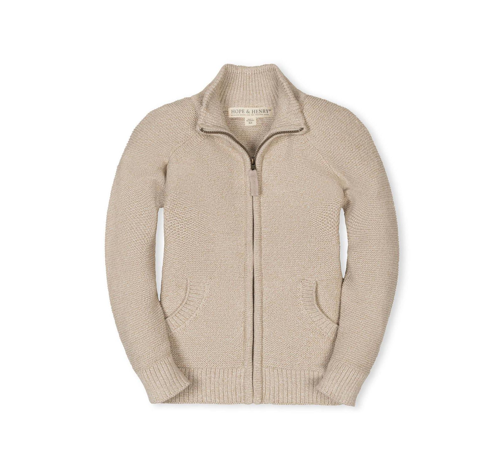 Свитер Hope & Henry Little and Big Boys' XXS - XL Organic Long Sleeve Full Zip Raglan Mock Neck