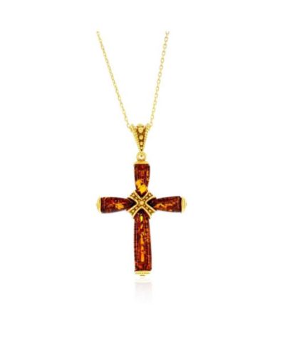 Sterling Подвеска Amber Cross - с напылением