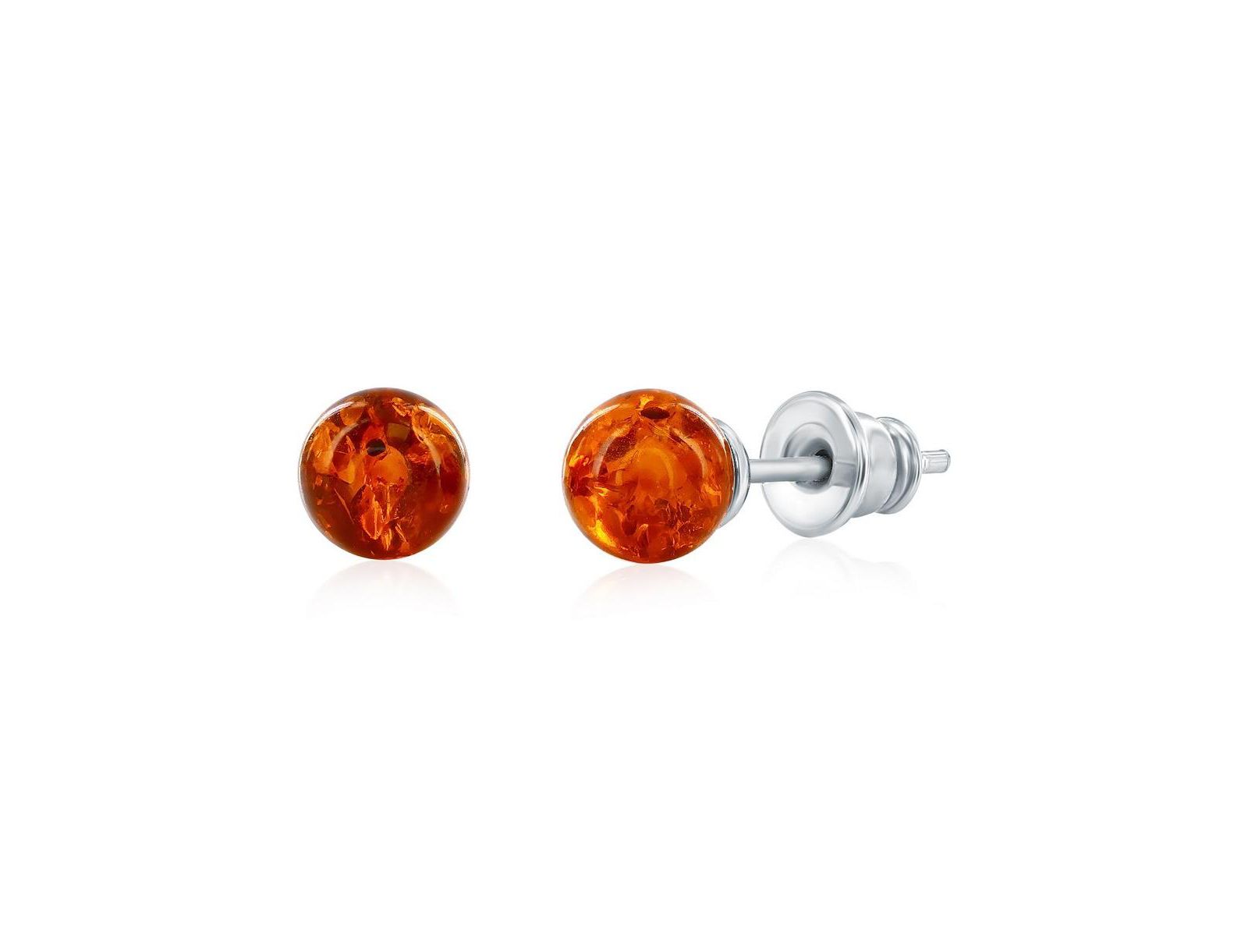 Sterling , Amber Bead Studs