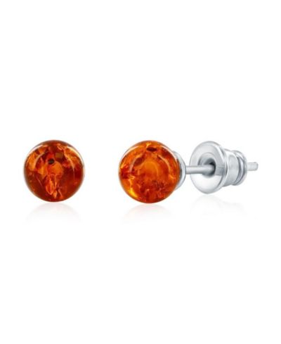 Серьги-гвоздики Caribbean Treasures Sterling, Amber Bead