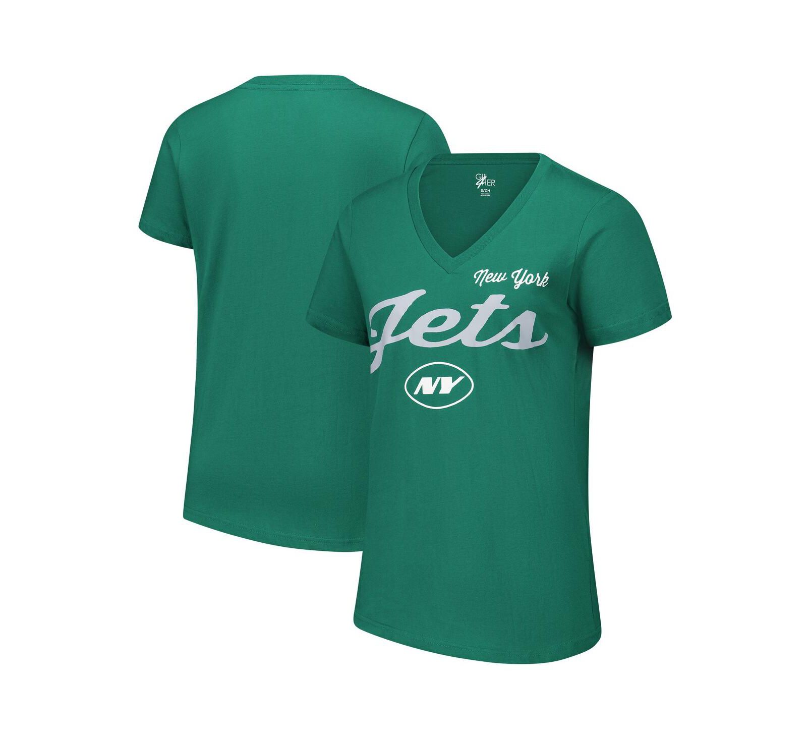 G-III 4Her by Carl Banks Women's Green New York Jets Post Season V-Neck T-Shirt