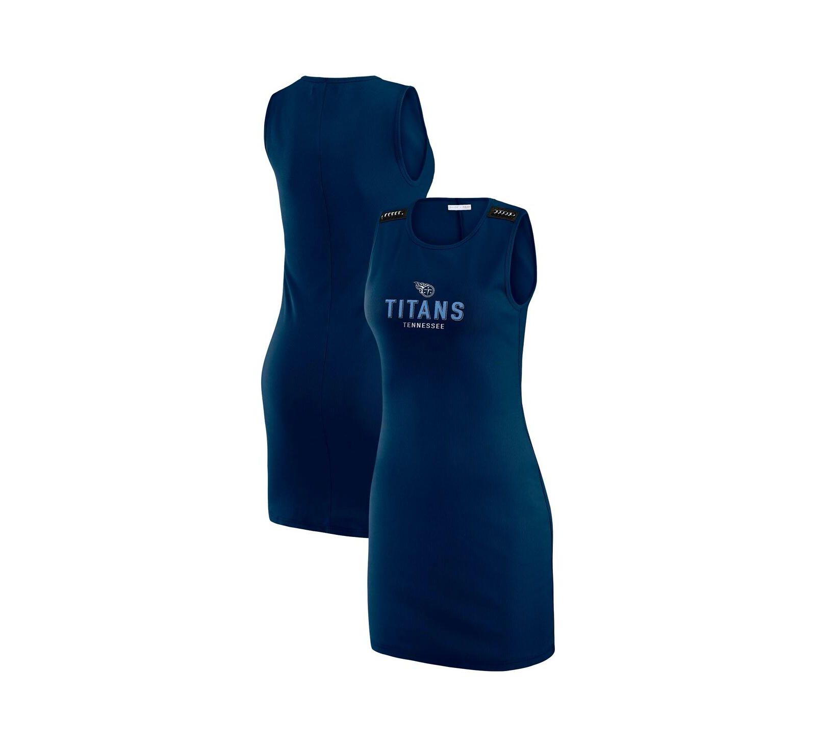 WEAR by Erin Andrews Женское трикотажное платье-майка Tennessee Titans Navy, в рубчик
