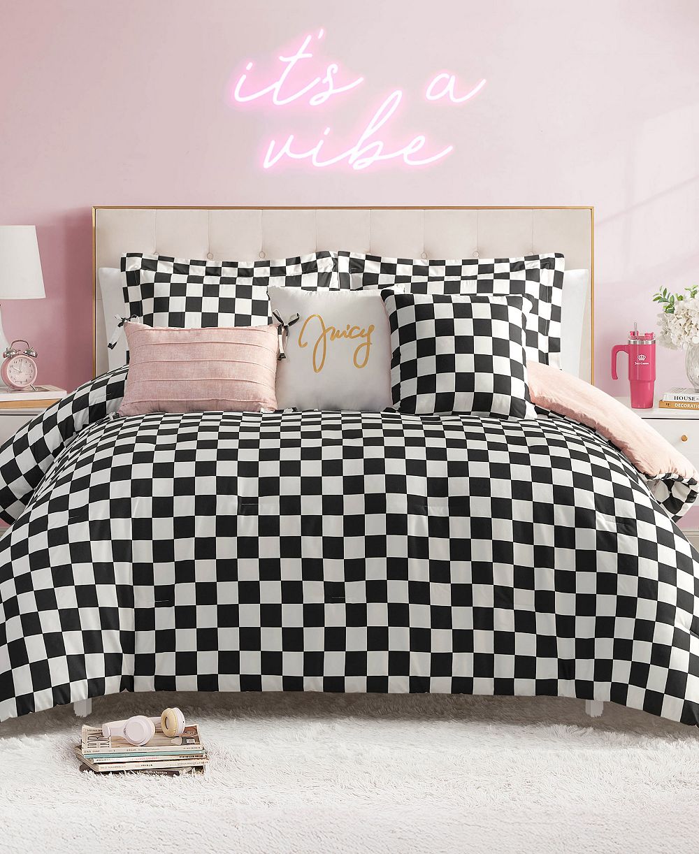 Juicy Couture Checkerboard Reversible 6-Pc. Comforter Set, King