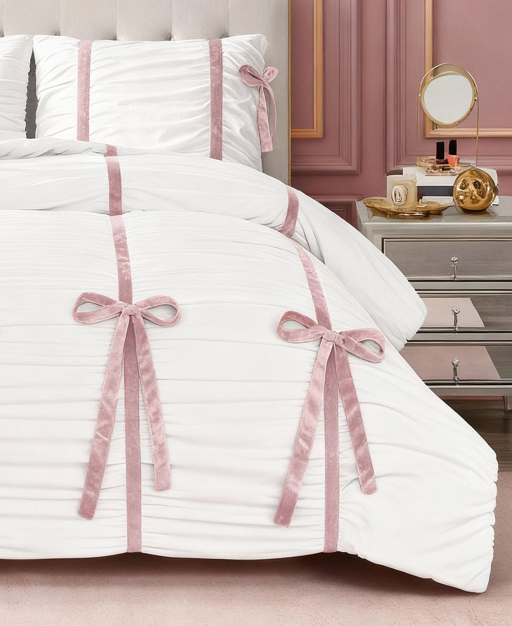 Juicy Couture Amelie Velvet Bows Ruched 2-Pc. Comforter Set, Twin/Twin XL