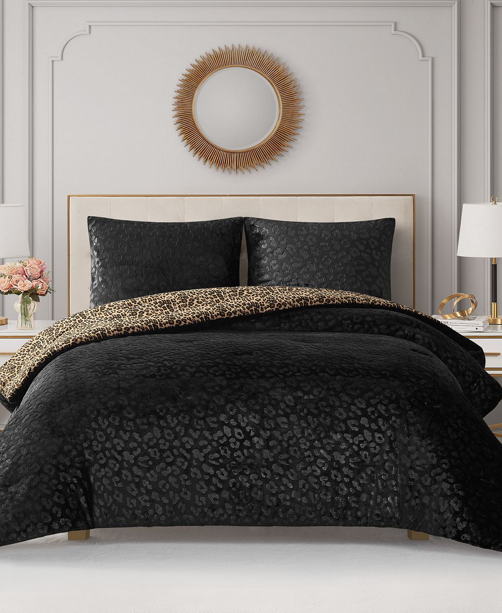 Juicy Couture Embossed Leopard Reverse To Royal Leopard 3-Pc. Comforter Set, Full/Queen