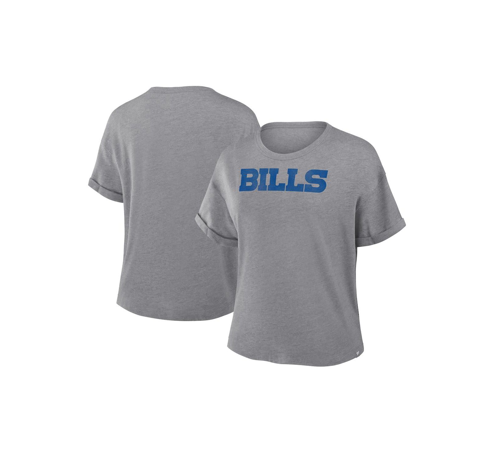 Fanatics Women's Heather Gray Buffalo Bills Swing Pass Tri-Blend Boxy T-Shirt