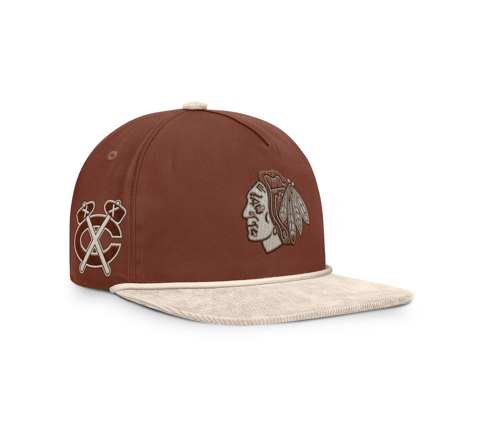 Мужская регулируемая кепка Fanatics Brown/Cream Chicago Blackhawks Reminisce Vintage