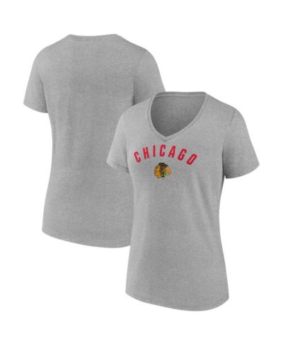 Fanatics Женская футболка Chicago Blackhawks с V-образным вырезом, серая