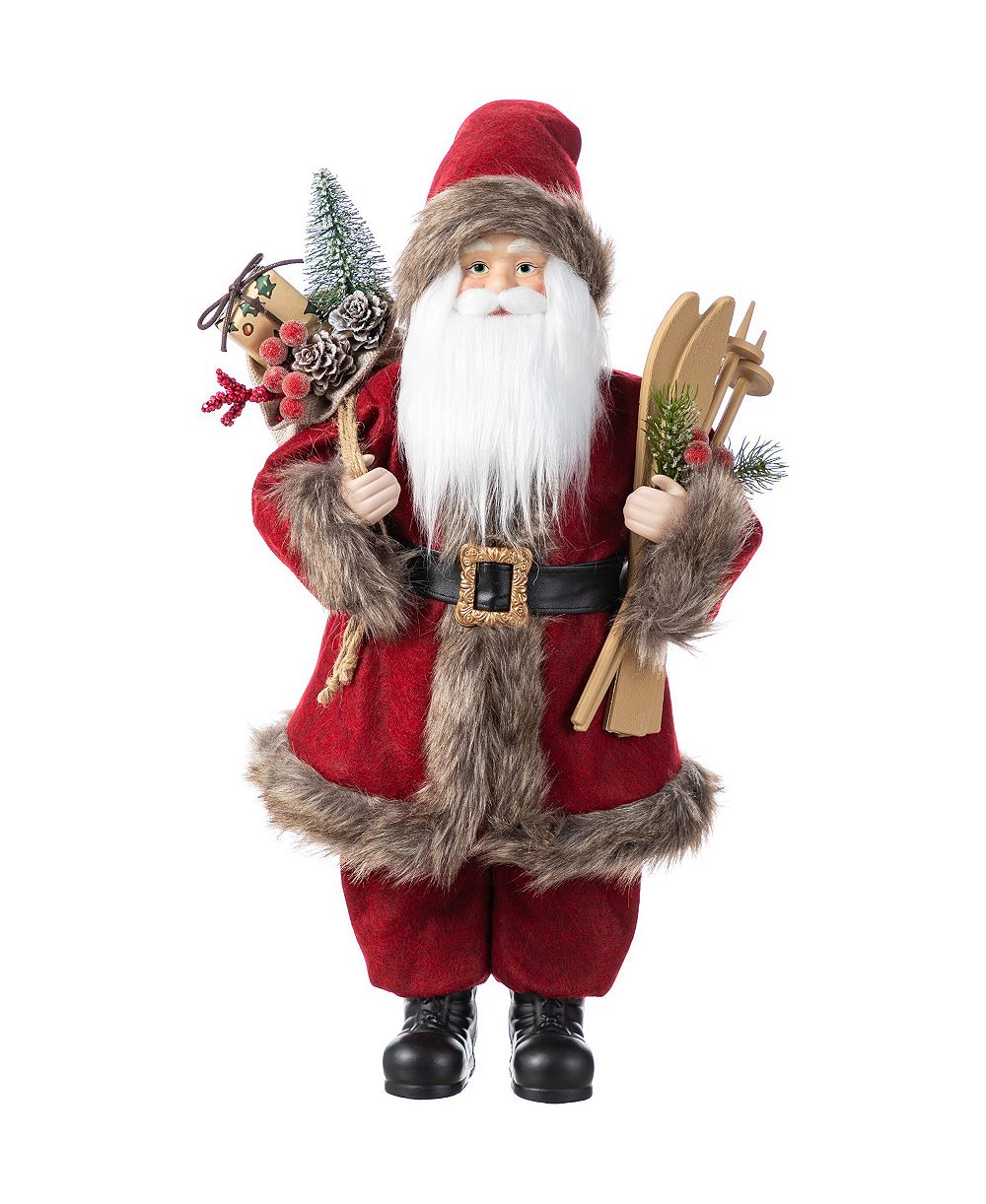 Рождественская фигурка Glitzhome Woodland Santa 18" из искусственного меха