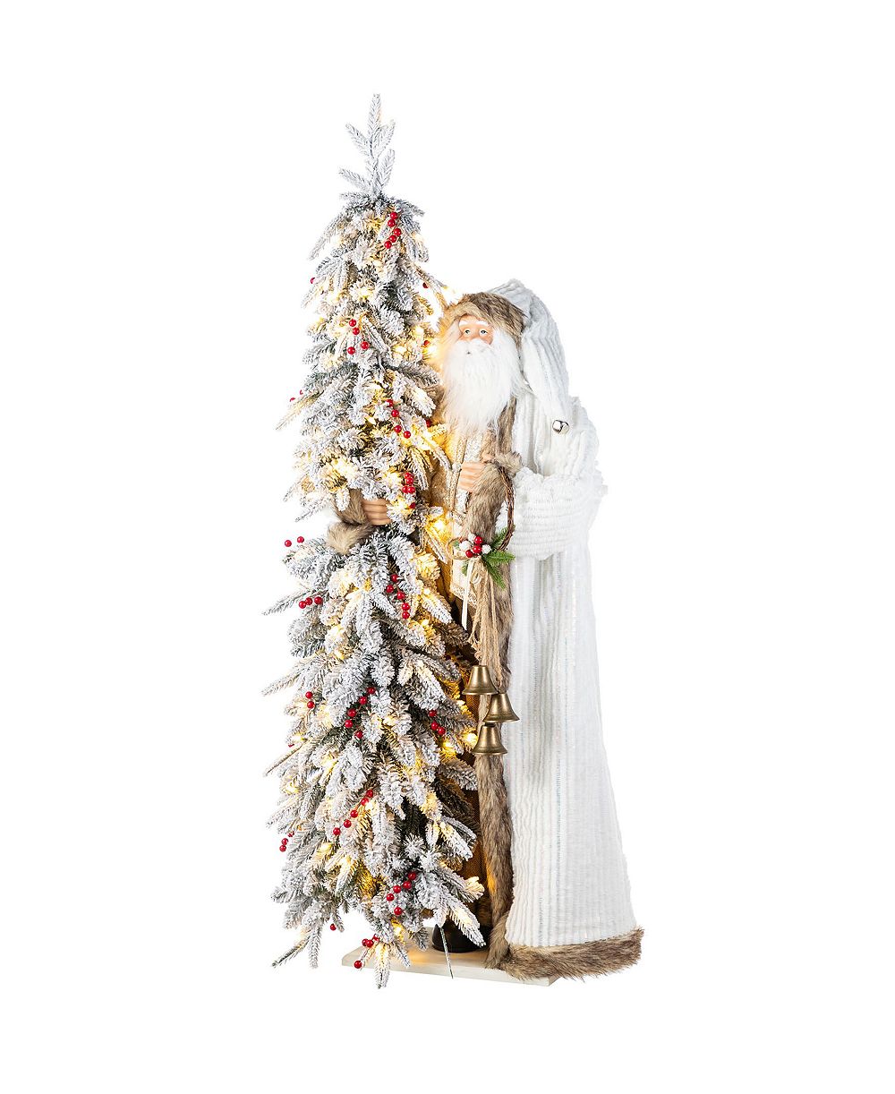 Рождественская фигурка Glitzhome 4" Oversized Christmas Woodland Santa