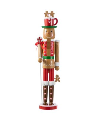 Glitzhome 24" Wooden Christmas Gingerbread Man Nutcracker