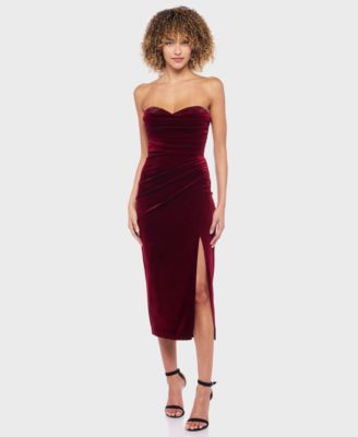 Alex & Sophia Junior's Velvet Strapless Sweetheart Neck Dress