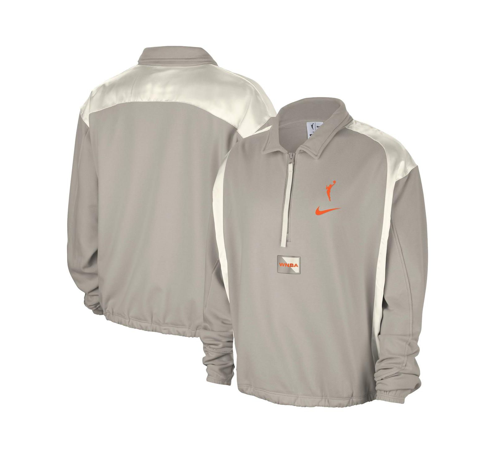 Nike Women's Gray WNBA Basketball Fleece Quarter-Zip Performance Pullover Sweatshirt