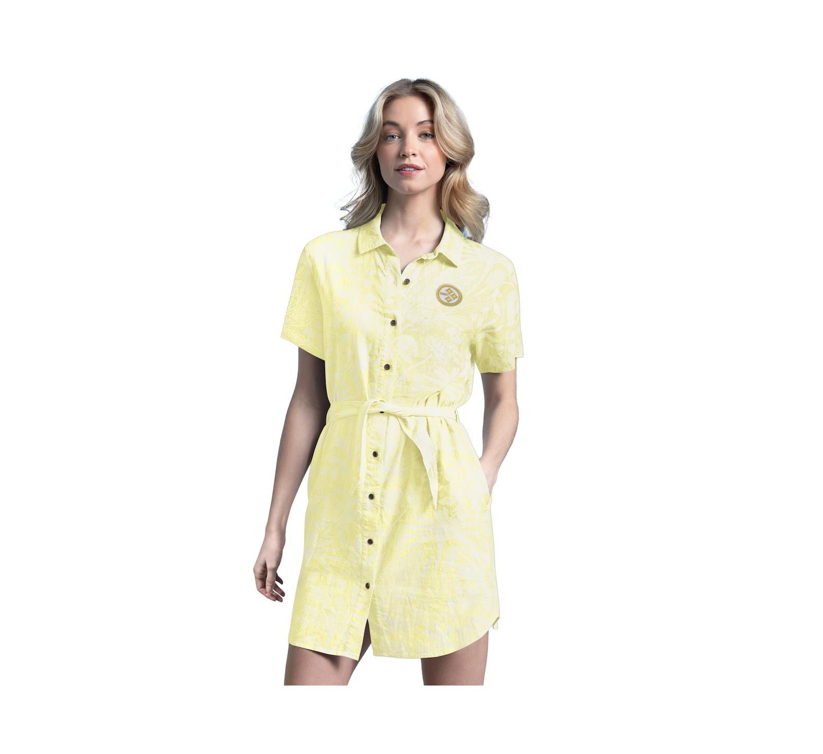 Женское льняное платье Margaritaville Yellow Pittsburgh Steelers Palm