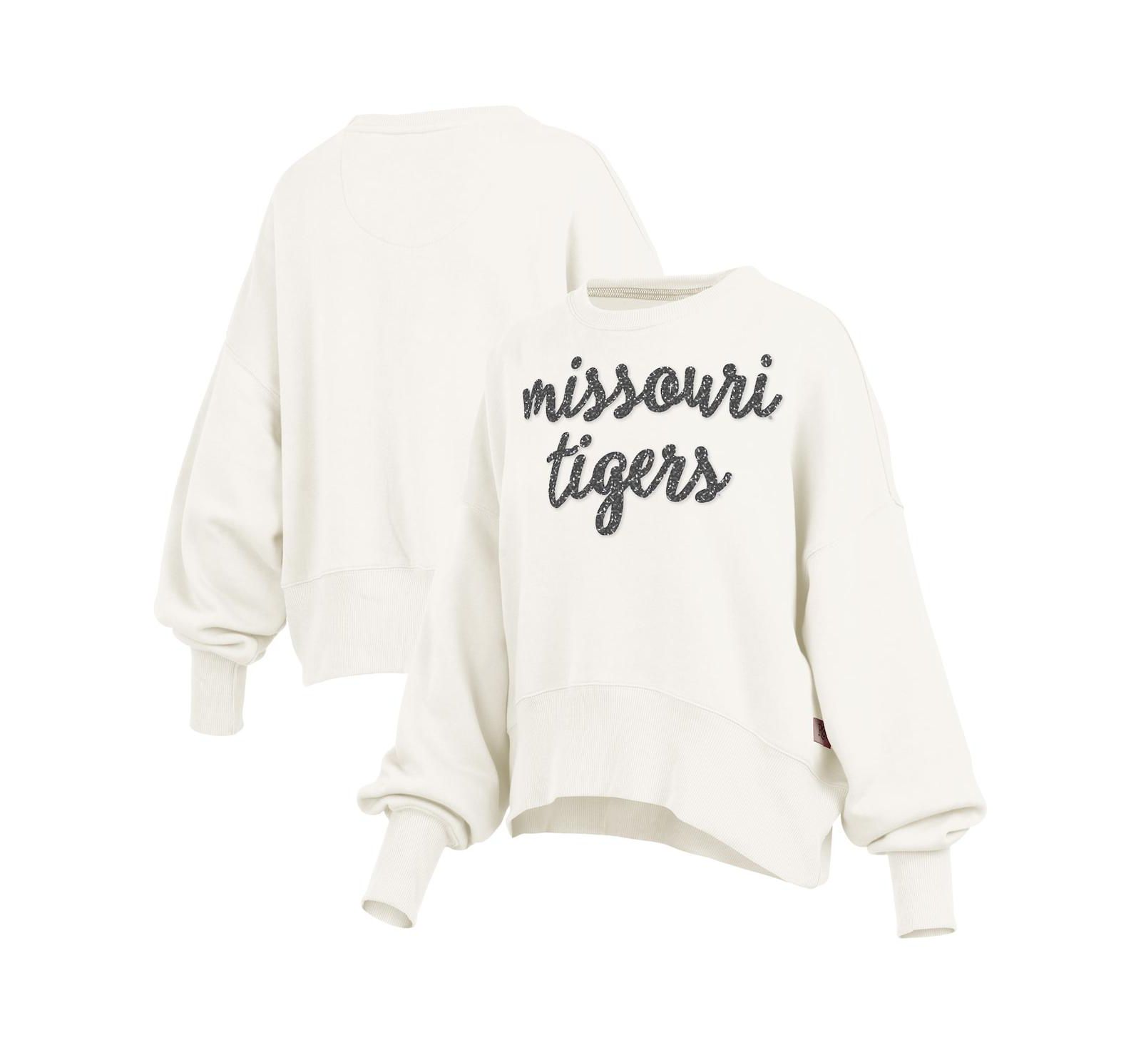 Женский свитшот Pressbox Cream Missouri Tigers Oversized Chelsea Waist Length Pullover