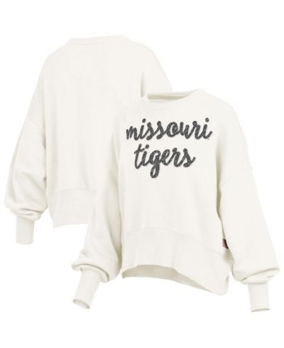 Pressbox Women's Cream Missouri Tigers Oversized Chelsea Waist Length Pullover Sweatshirt