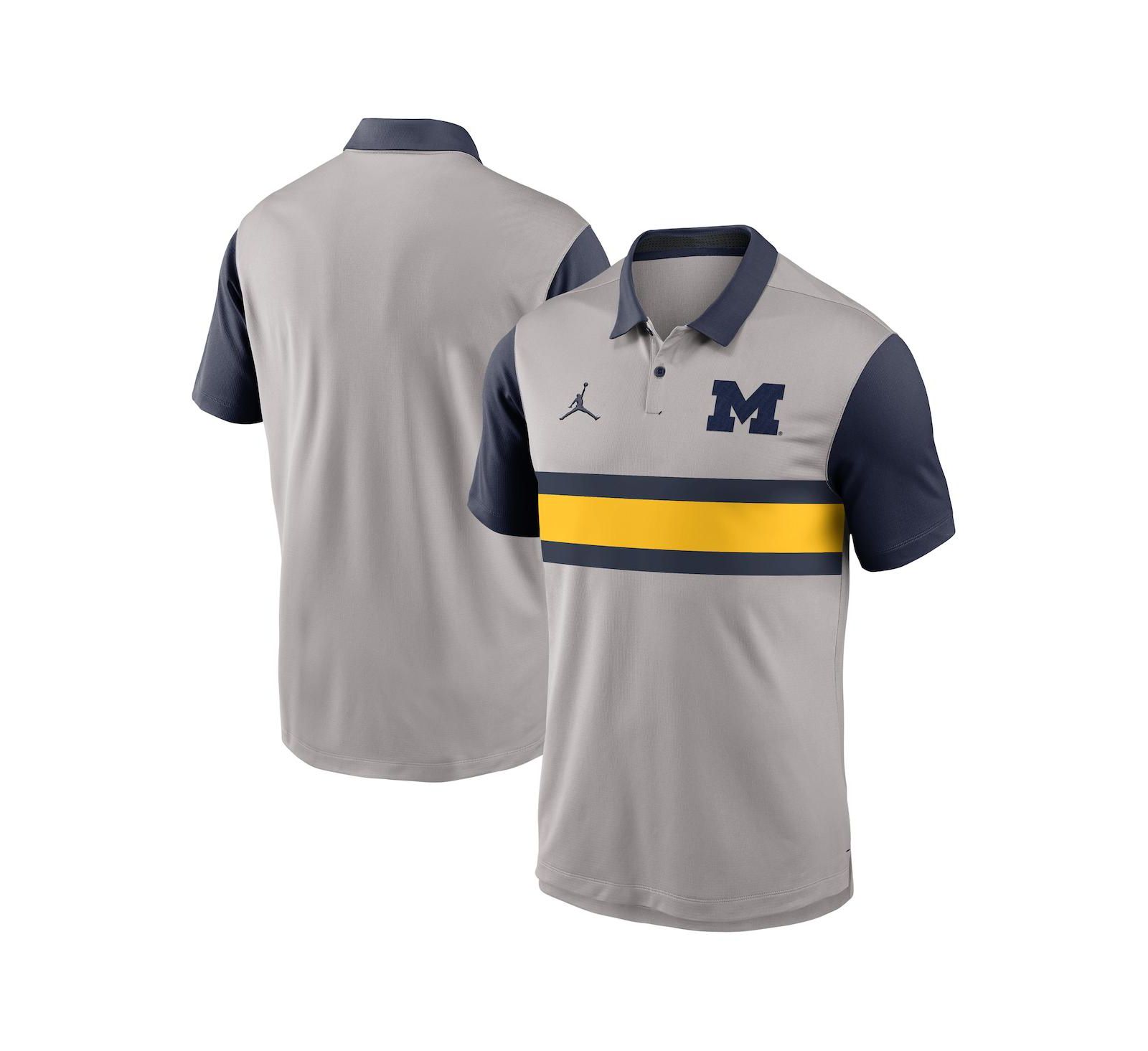 Jordan Men's Gray/Navy Michigan Wolverines Vapor Performance Polo Shirt