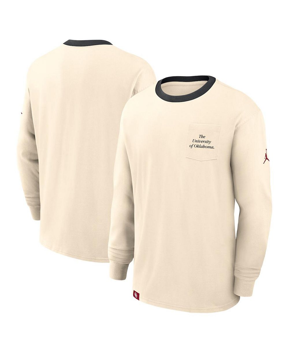 Мужская футболка Jordan Natural Oklahoma Sooners Athletic Prep Max90 Pocket Logo Long Sleeve T-Shirt