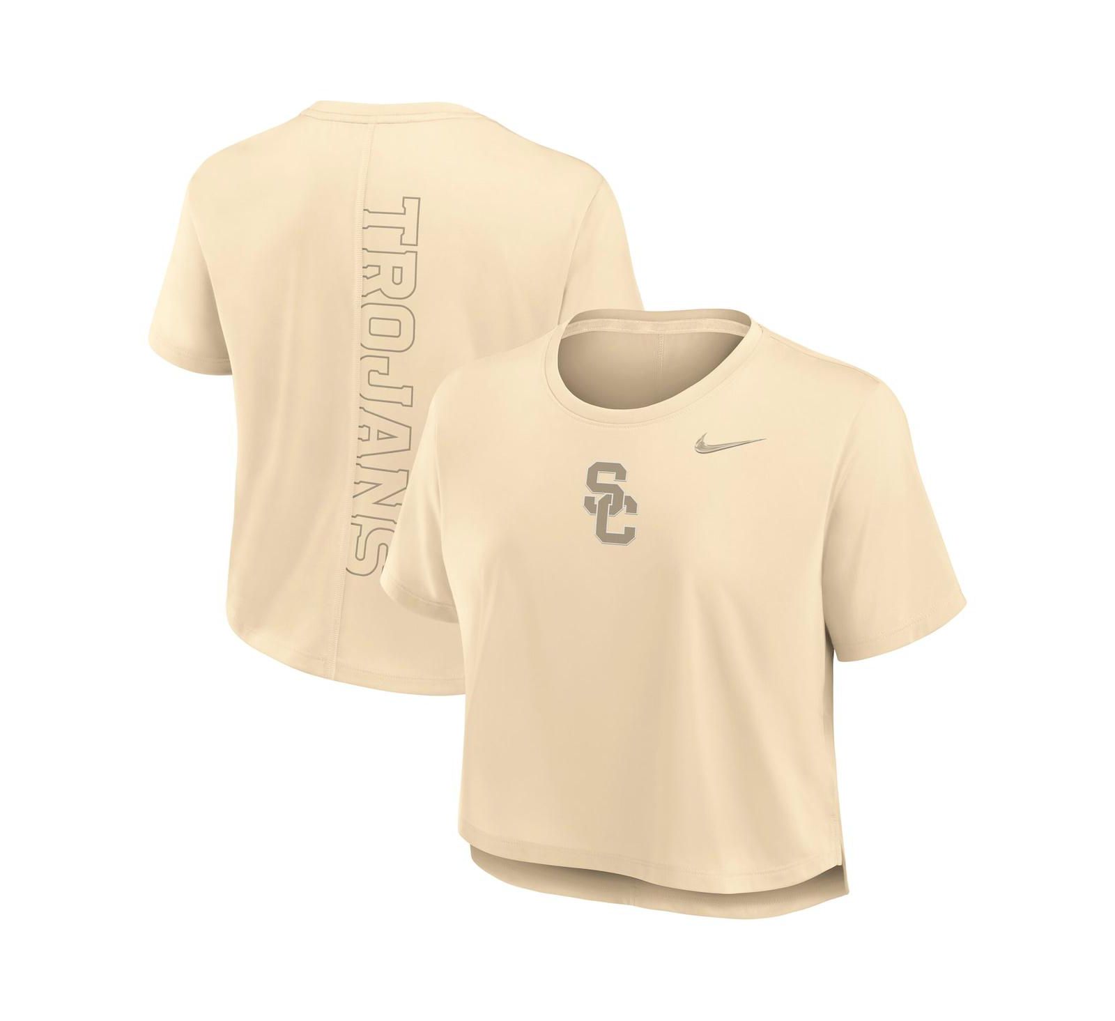 Nike Women's Tan USC Trojans Performance Cropped T-Shirt