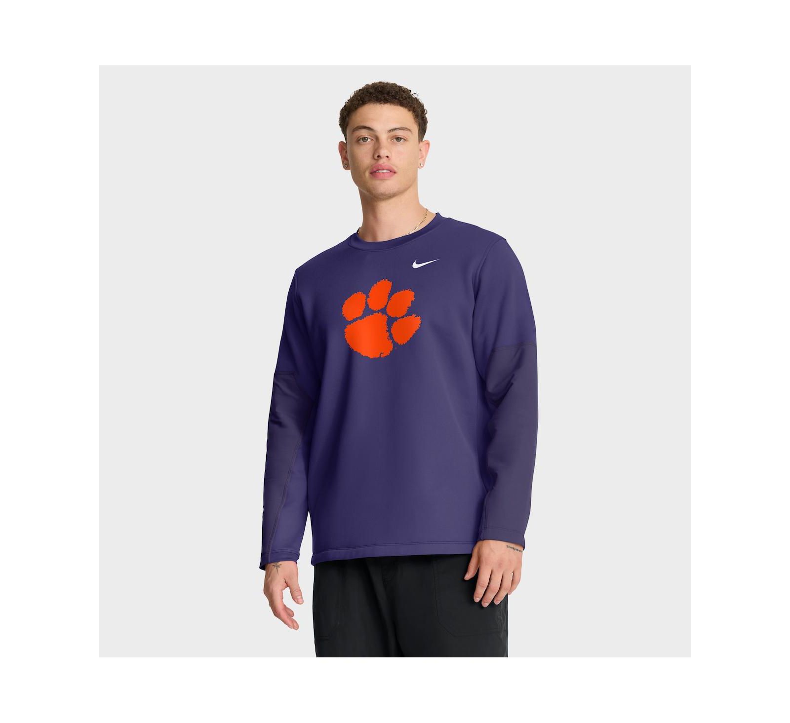 Мужская футболка Nike Clemson Tigers 2025 Sideline Coach Performance Long Sleeve
