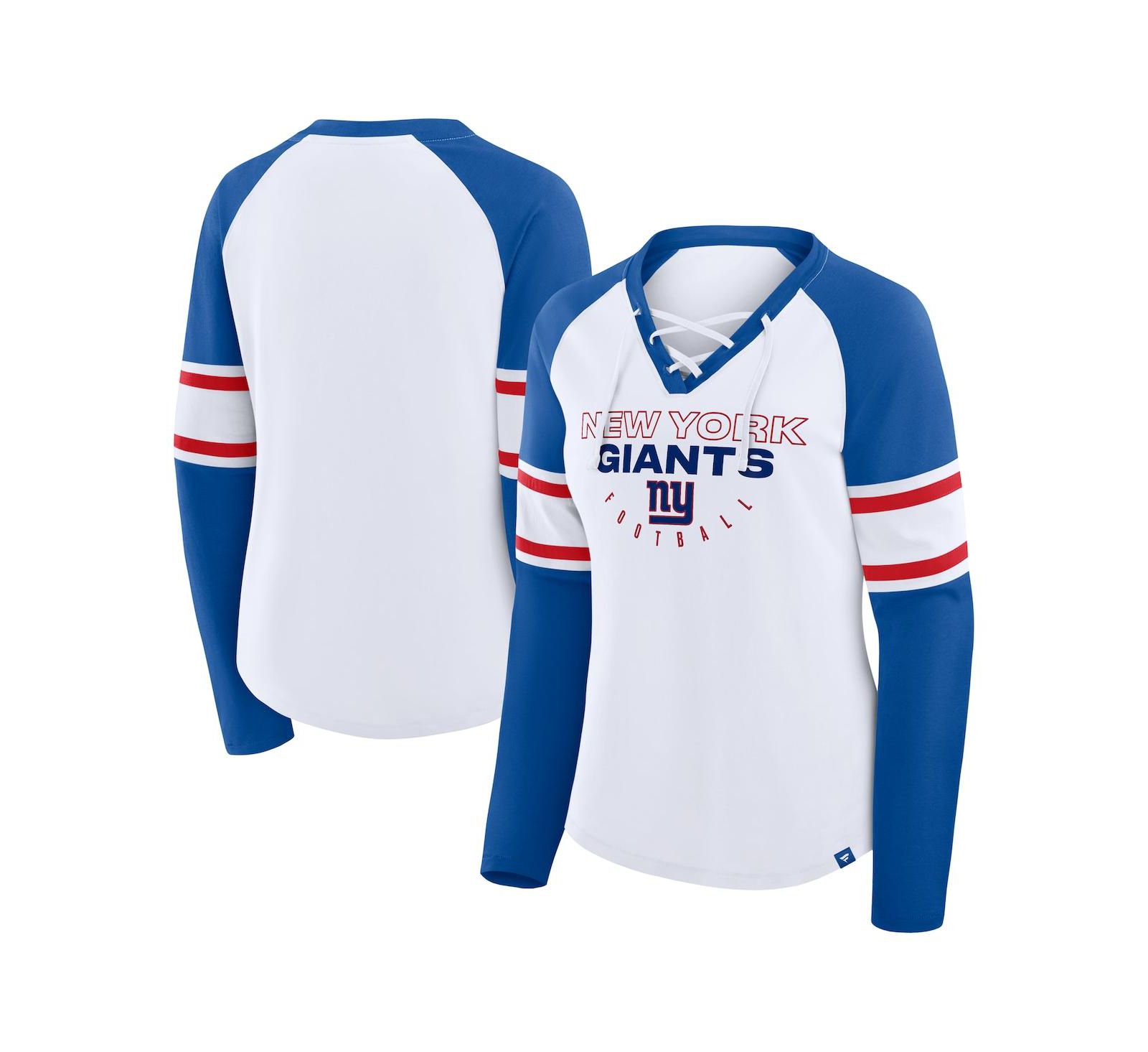 Футболка Fanatics Women's White/Royal New York Giants Raglan с длинным рукавом