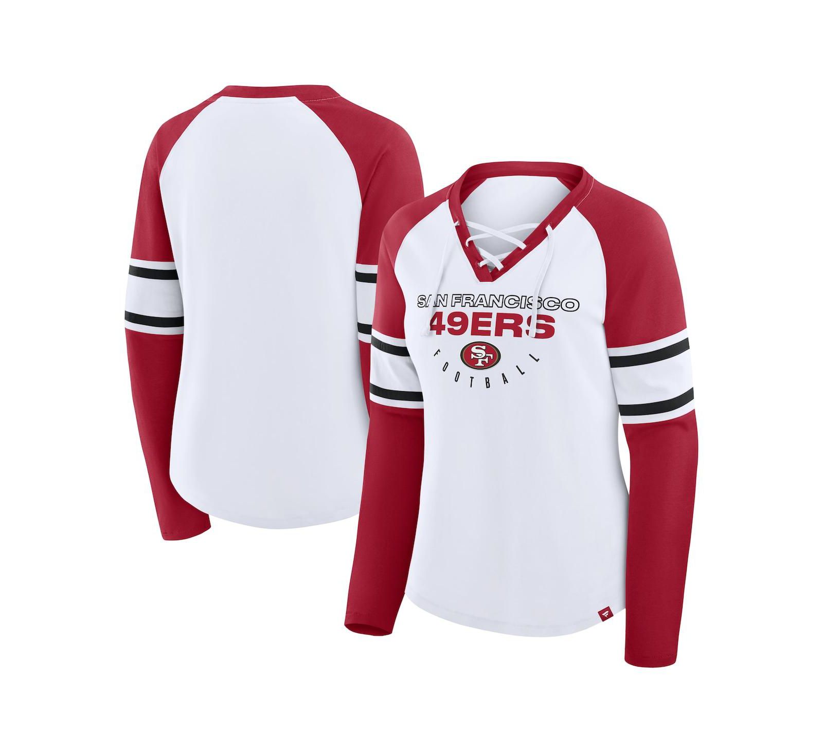 Fanatics Женская футболка San Francisco 49ers Redzone Blitz Raglan Lace-Up V-Neck