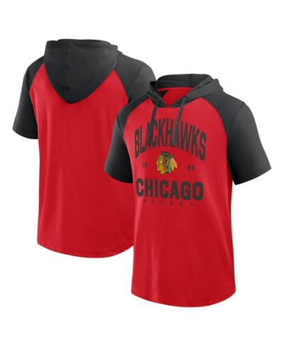 Logo Athletic Men's Red/Black Chicago Blackhawks Prime Raglan Short Sleeve Pullover Hoodie