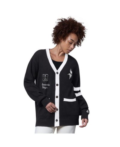 Starter Женский черный кардиган-свитер Minnesota Vikings Back Shot Button-Up Cardigan Sweater