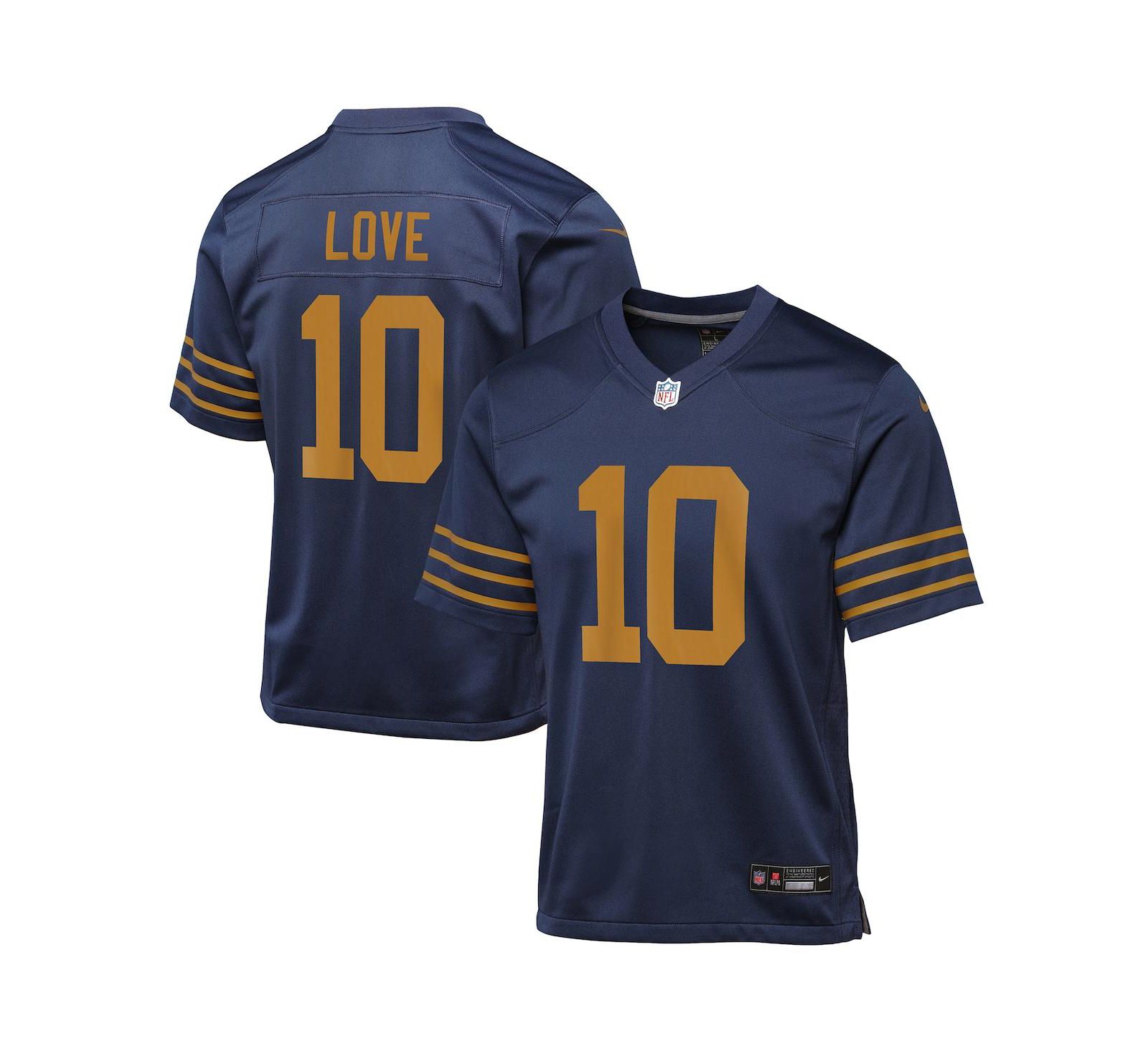 Детская игровая джерси Nike Jordan Love Navy Green Bay Packers 1923 Classic