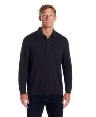 Weatherproof Vintage Men's Solid Cotton Cashmere Polo Sweater