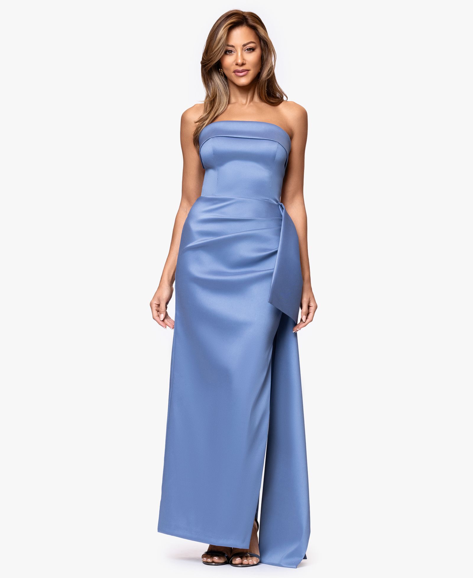 XSCAPE Women's Strapless Ruffle Long Dress