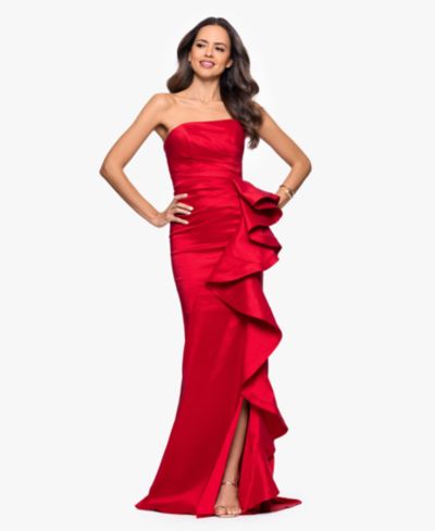 Женское длинное эластичное платье без бретелей Betsy & Adam Long Stretch Strapless Gown