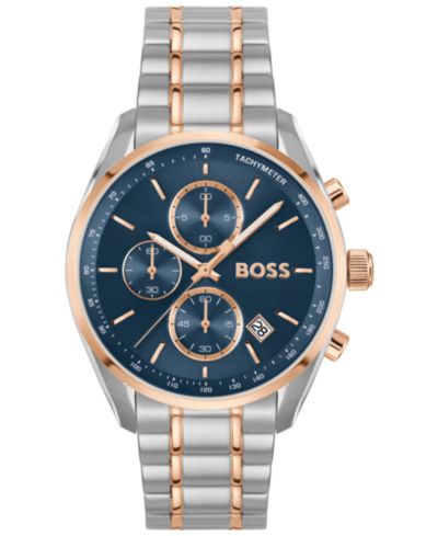 Hugo Boss Мужские кварцевые часы Grand Prix 40, двухцветные, из нержавеющей стали, 40mm