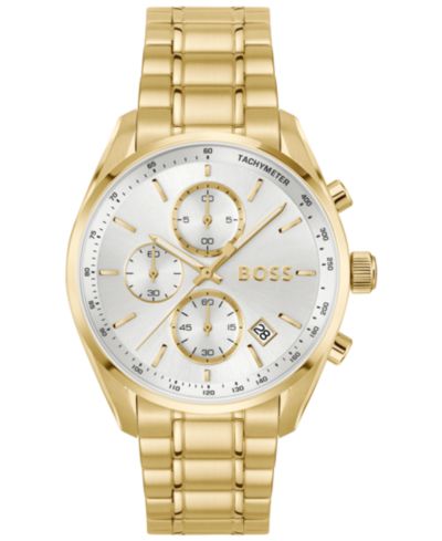 Hugo Boss Мужские часы Grand Prix 40 Quartz, золотое напыление, сталь, 40mm