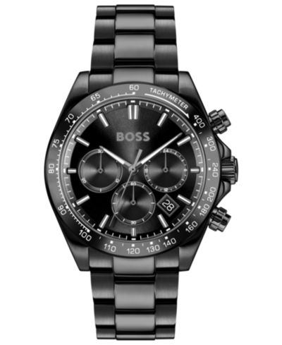 Hugo Boss Мужские часы Hero 2.0 Quartz Fashion Chrono Ionic Plated Black Steel 44mm