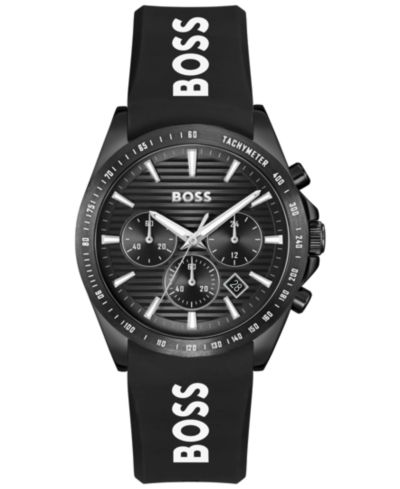 Hugo Boss Мужские кварцевые часы Strike Fashion Chrono, черные силиконовые, 41mm