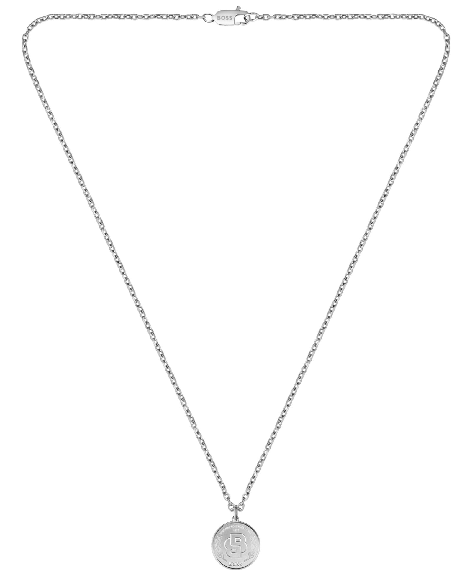 Hugo Boss ожерелье Double B Coin Ionic Plated Black Stainless Steel