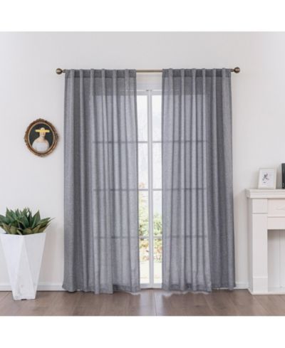 Faux Linen Texture Light Filtering Back Tab Curtains, Semi Sheer Farmhouse Window Curtains (2 Panels), 52"x108",Light grey